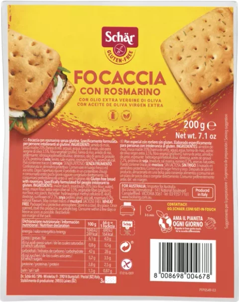 Product Bakery Focaccia 200g SOUTH Front